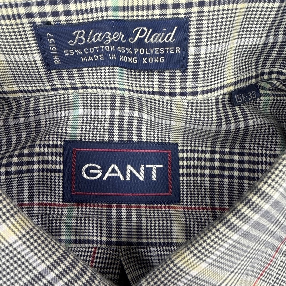 Vintage Gant Shirt Men's 15.5 33 Blazer Plaid Cotton Blend Long Sleeve Hong Kong - Picture 4 of 10
